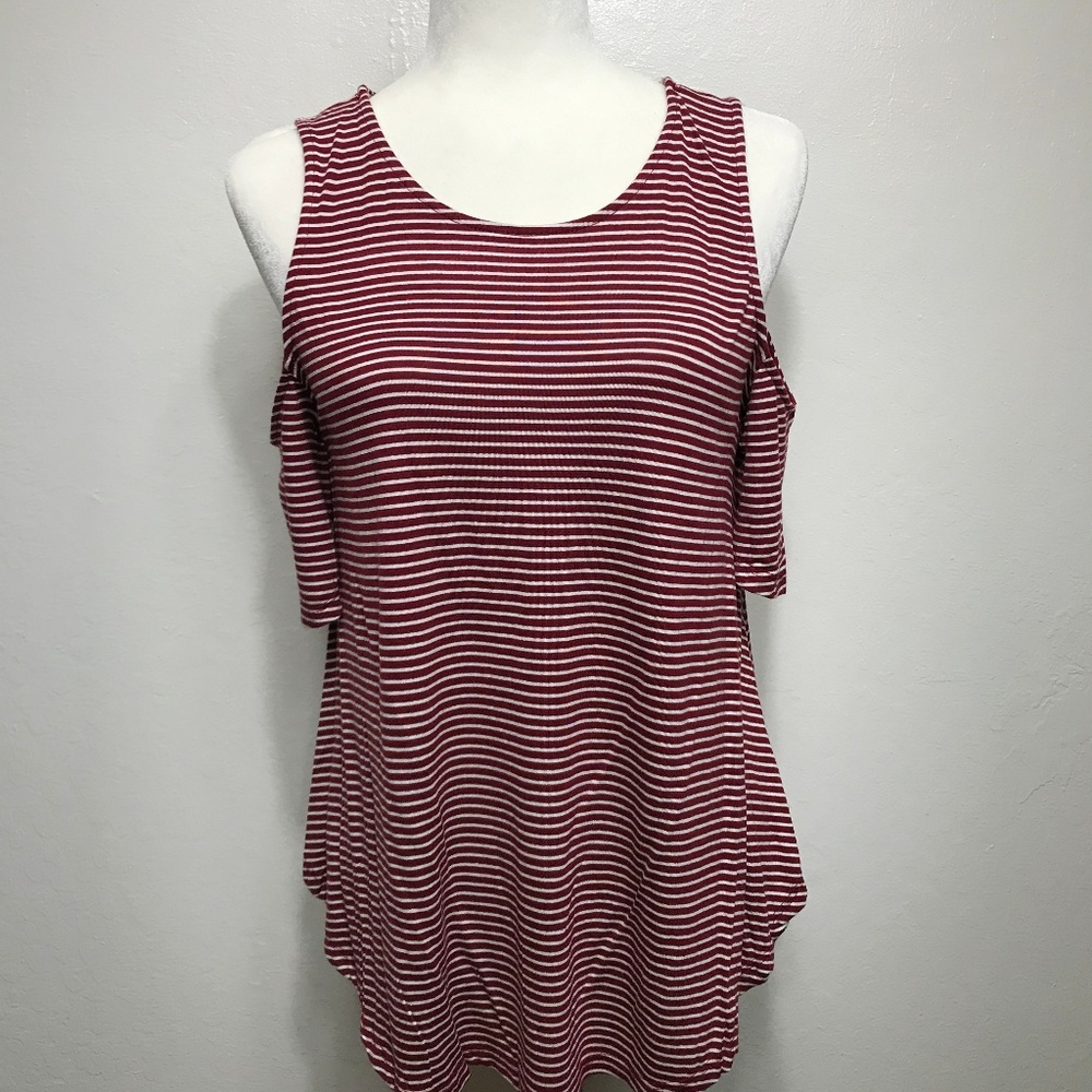 My Amelia James Charlotte Top Maroon w/ Wht Strips